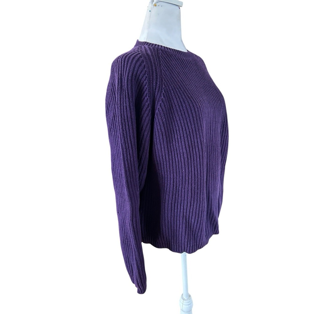 Eddie Bauer Vintage Rib Knit Cotton Sweater Purple Womans SZ M - Picture 3 of 6